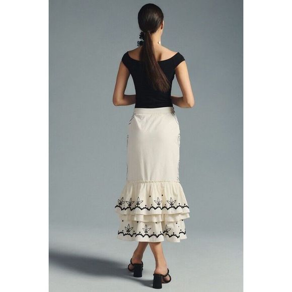 New Anthropologie Tiered Mermaid Skirt Size 4 - Picture 2 of 8